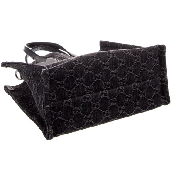 GUCCI Monogram Mini Tote Denim Ophidia Top Handle Crossbody Black - Picture 2 of 16